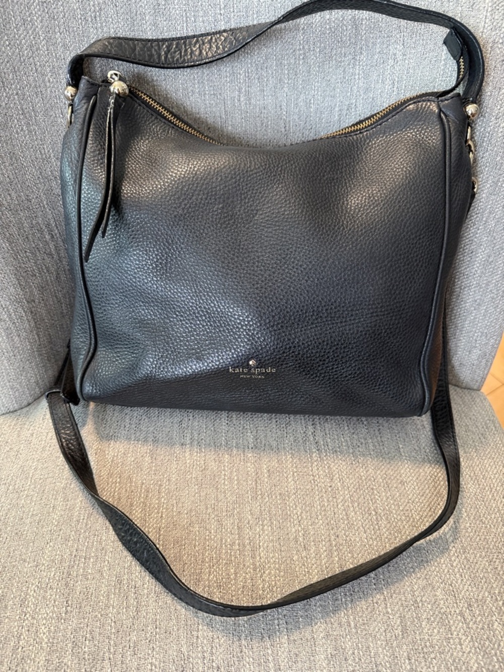 Kate Spade Black Pebbled Leather Hobo Shoulder Bag
